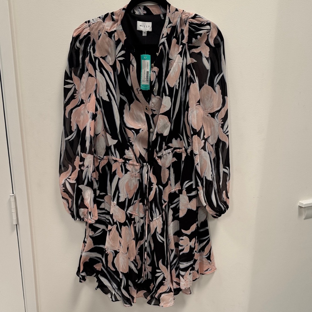 Willow Elegant Black and Pink Floral Blouse